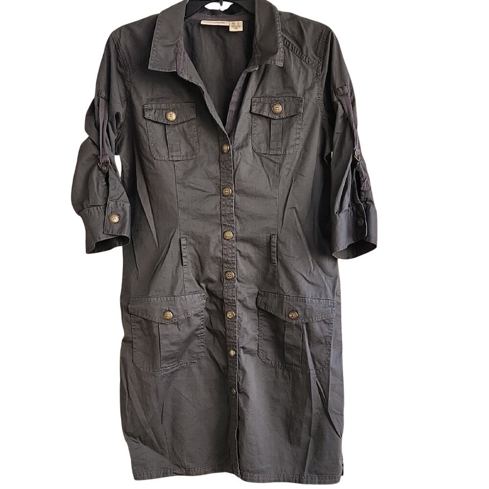 DKNY Charcoal Utility Jacket dress size large with Button Accents